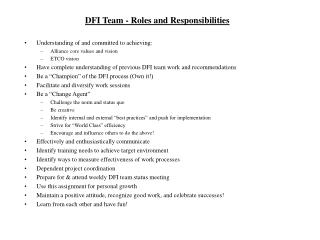 DFI Team - Roles and Responsibilities