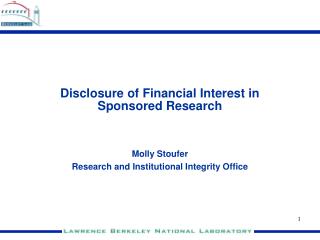 Disclosure of Financial Interest in Sponsored Research