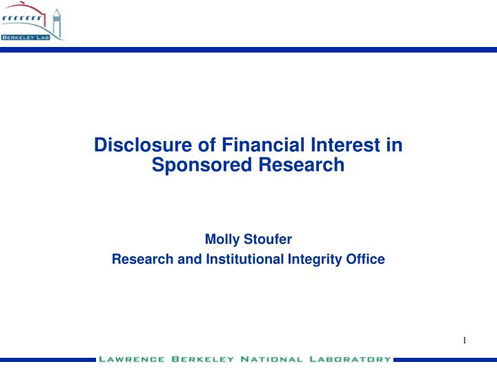 disclosure of financial interest in sponsored research