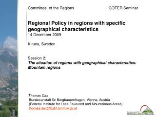 Committee of the Regions		 COTER Seminar