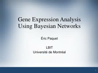 Gene Expression Analysis Using Bayesian Networks