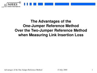 Why is the One-Jumper Reference Method So Important?