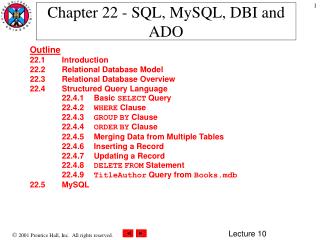 Chapter 22 - SQL, MySQL, DBI and ADO