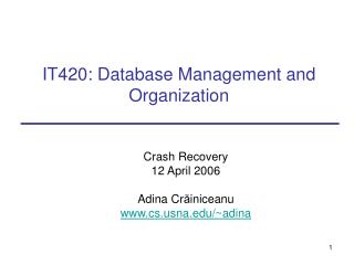 IT420: Database Management and Organization