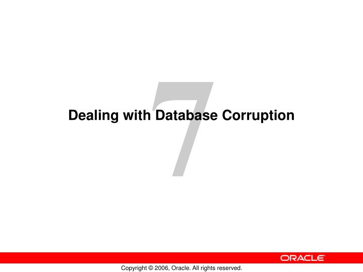 dealing with database corruption