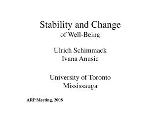 Stability and Change of Well-Being