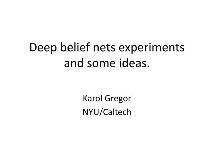 deep belief nets experiments and some ideas