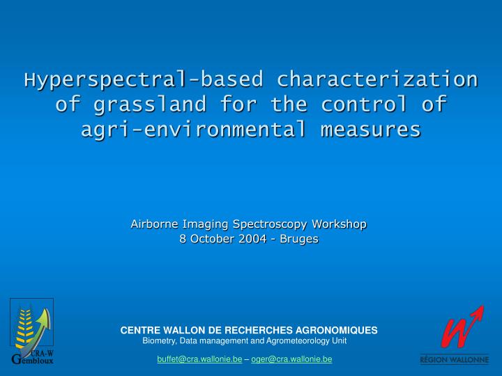hyperspectral based characterization of grassland for the control of agri environmental measures