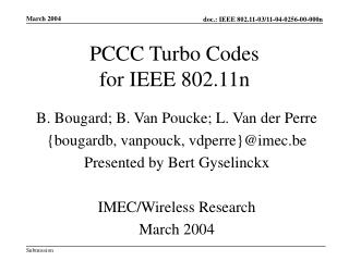 PCCC Turbo Codes for IEEE 802.11n