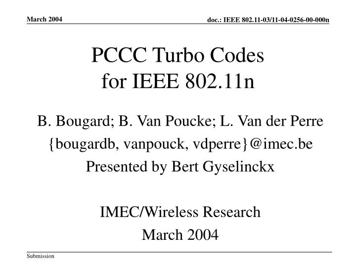pccc turbo codes for ieee 802 11n