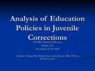 Analysis of Education Policies in Juvenile Corrections