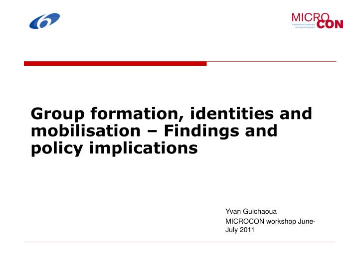 group formation identities and mobilisation findings and policy implications