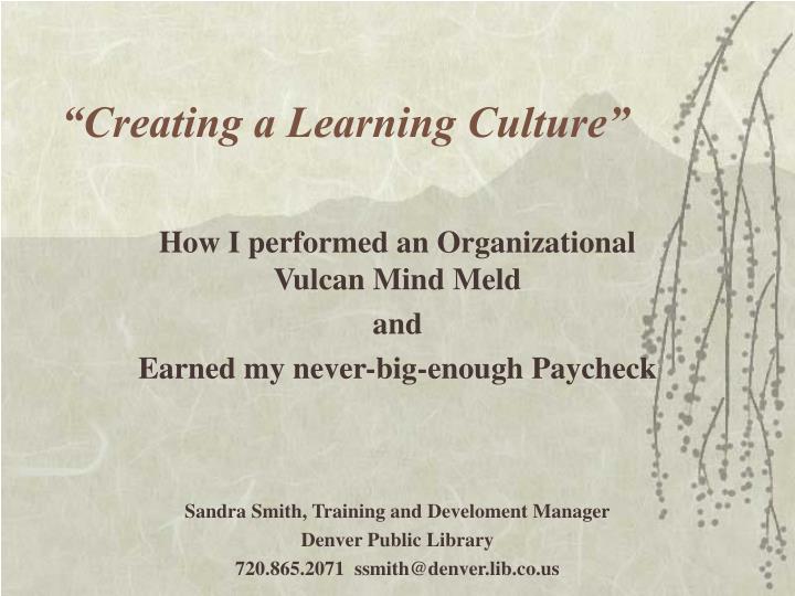 creating a learning culture