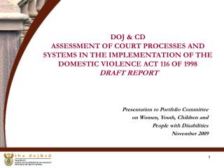 Presentation to Portfolio Committee on Women, Youth, Children and People with Disabilities