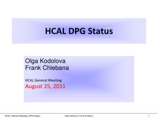 HCAL DPG Status