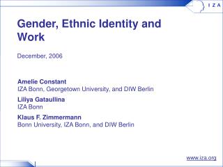 Gender, Ethnic Identity and Work