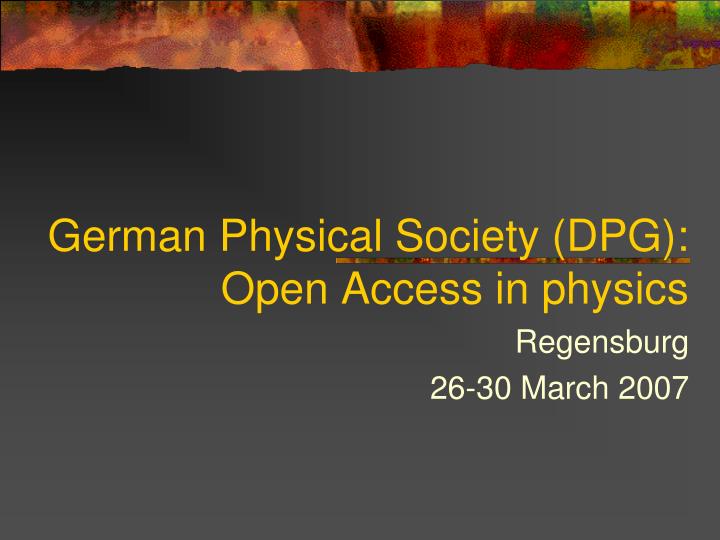 german physical society dpg open access in physics