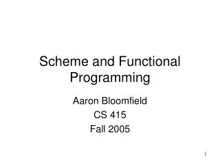 Scheme and Functional Programming