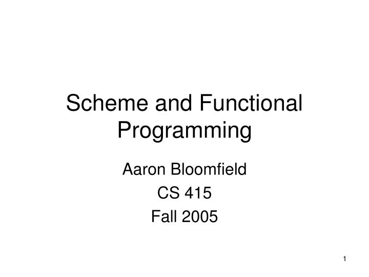 scheme and functional programming