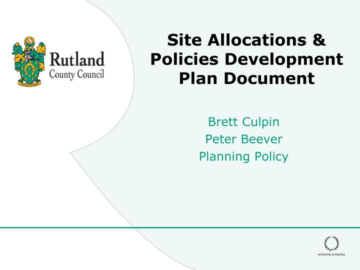 site allocations policies development plan document