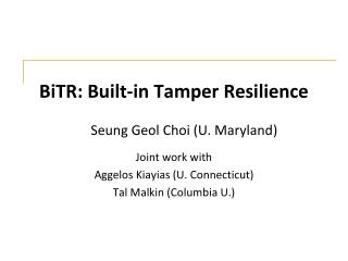 BiTR: Built-in Tamper Resilience