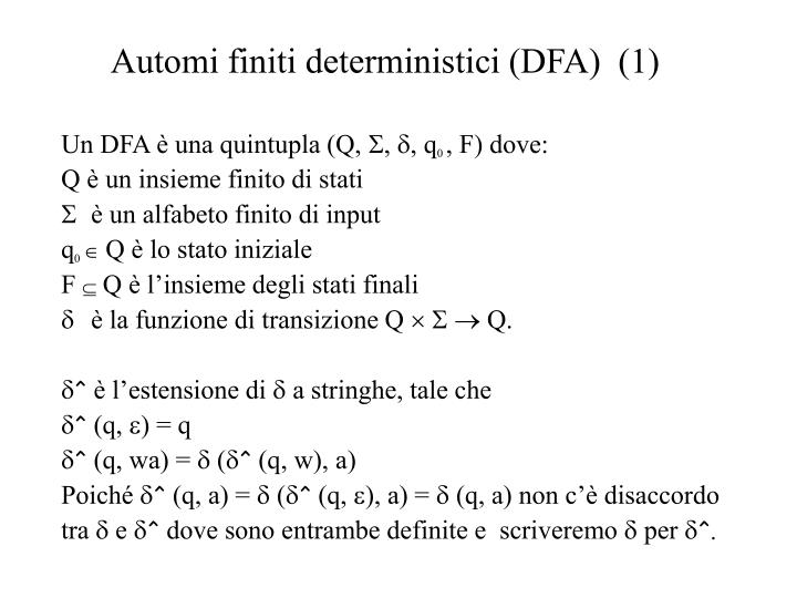 automi finiti deterministici dfa 1