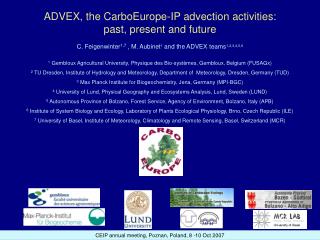 ADVEX, the CarboEurope-IP advection activities: past, present and future