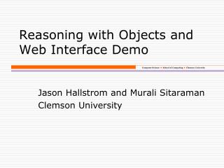 Reasoning with Objects and Web Interface Demo