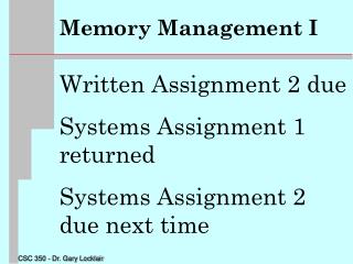 Memory Management I