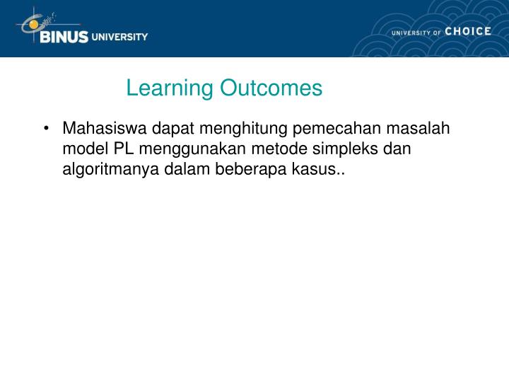 learning outcomes