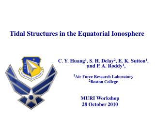 Tidal Structures in the Equatorial Ionosphere
