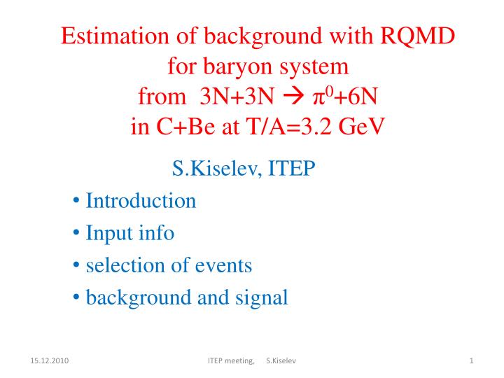 estimation of background with rqmd for baryon system from 3n 3n 0 6n in c be at t a 3 2 gev