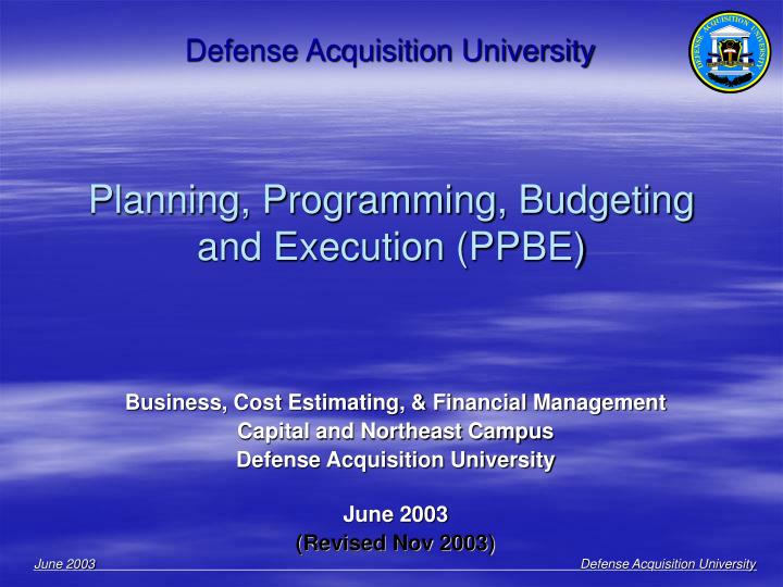 planning programming budgeting and execution ppbe