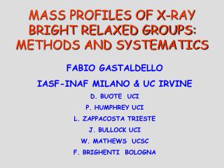 MASS PROFILES OF X-RAY BRIGHT RELAXED GROUPS: METHODS AND SYSTEMATICS
