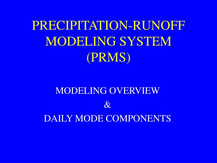 precipitation runoff modeling system prms