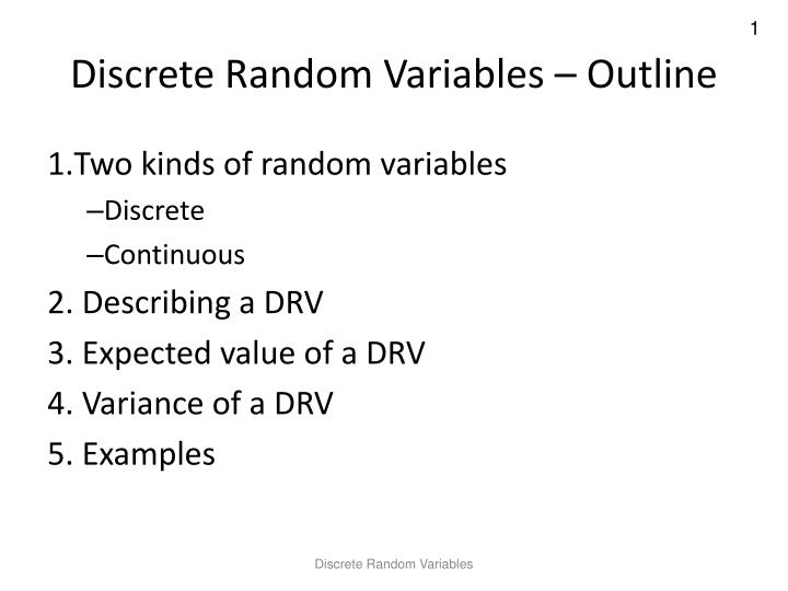 discrete random variables outline