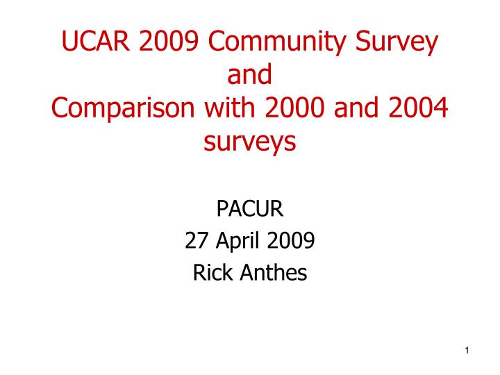 ucar 2009 community survey and comparison with 2000 and 2004 surveys