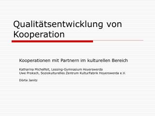 qualit tsentwicklung von kooperation