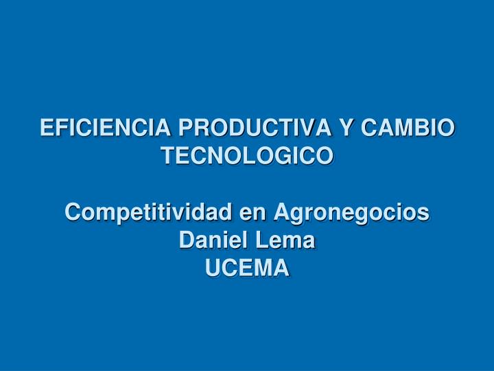 eficiencia productiva y cambio tecnologico competitividad en agronegocios daniel lema ucema