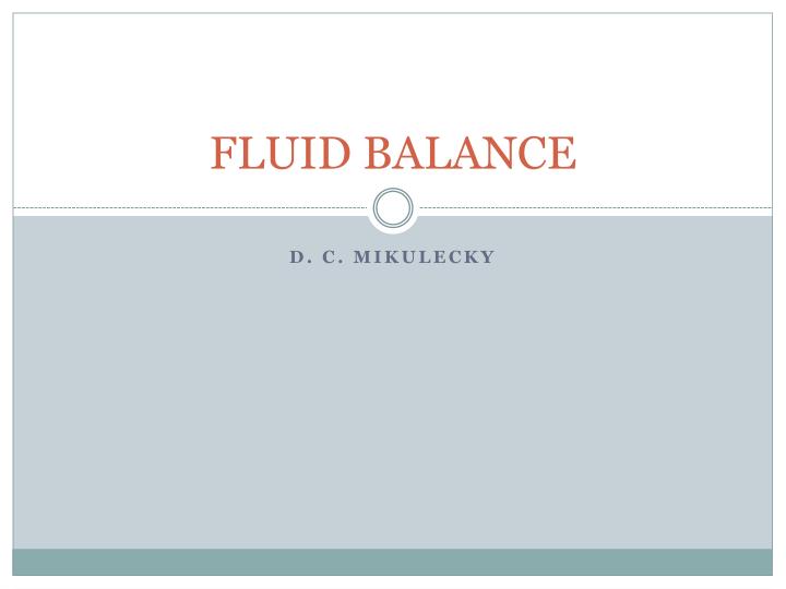 fluid balance