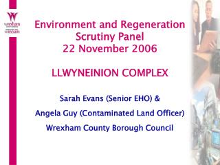 Environment and Regeneration Scrutiny Panel 22 November 2006 LLWYNEINION COMPLEX