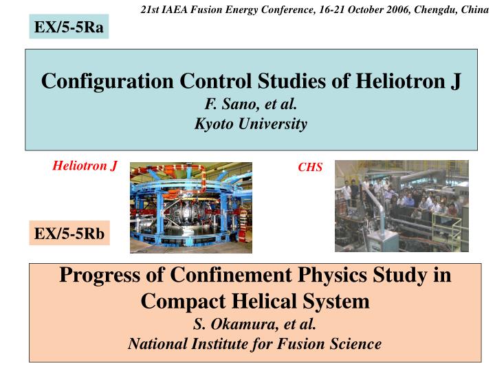 configuration control studies of heliotron j f sano et al kyoto university