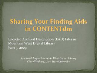 Sharing Your Finding Aids in CONTENTdm