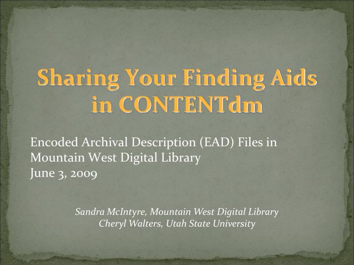 sharing your finding aids in contentdm