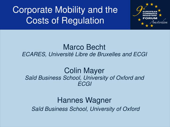 corporate mobility and the costs of regulation