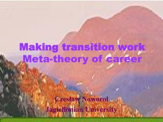 Making transition work Meta-theory of career
