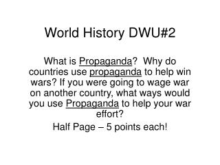 World History DWU#2