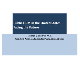 Public HRM in the United States: Facing the Future