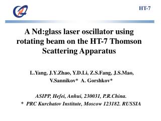 A Nd:glass laser oscillator using rotating beam on the HT-7 Thomson Scattering Apparatus