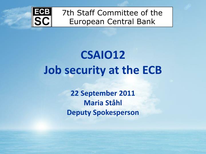 csaio12 job security at the ecb